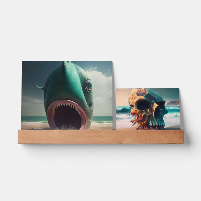 Shark sculpture on the beach picture ledge (Front)