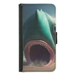 Shark sculpture on the beach samsung galaxy s5 wallet case