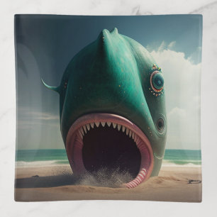 Shark sculpture on the beach trinket tray