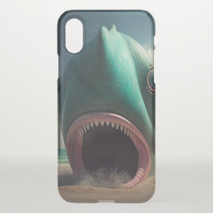 Shark sculpture on the beach iPhone XS case