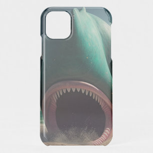 Shark sculpture on the beach iPhone 11 case