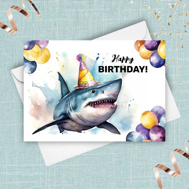 Shark Sea Life Great White Marine Happy Birthday Card (Creator Uploaded)