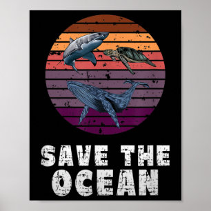 Shark, Sea Turtle, Whale, Environmental Protection Poster
