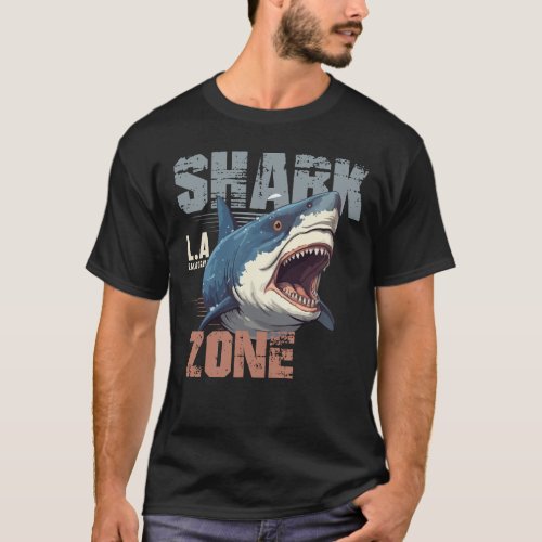  Shark Seal Beach California Zone Blue Shark T_Shirt