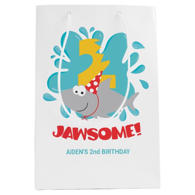 Shark Second Birthday Gift Bag (Front)
