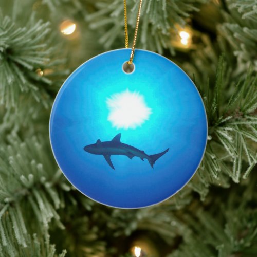 Shark Silhouette Ceramic Ornament