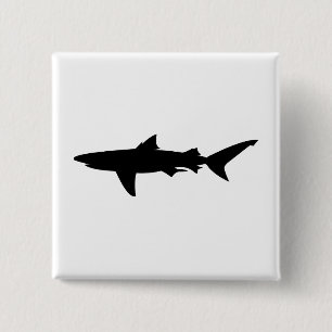 Shark silhouette pinback button