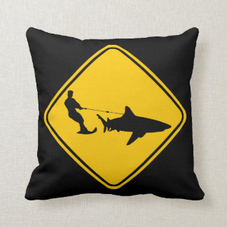 Shark Skiing Throw Pillow