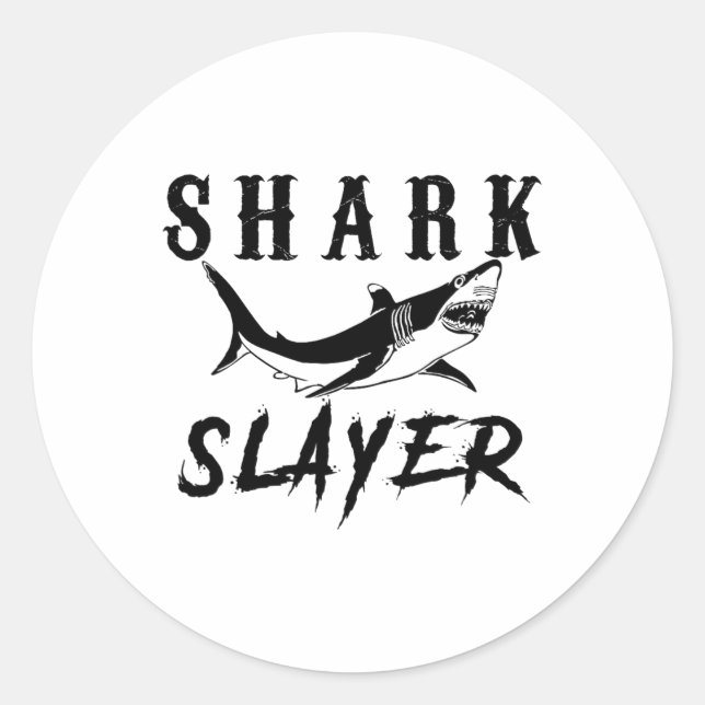 Shark Slayer Shark Fishing And Salt Water Anglers  Classic Round Sticker (Front)