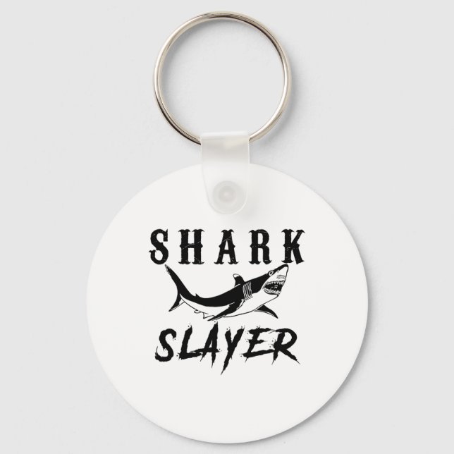 Shark Slayer Shark Fishing And Salt Water Anglers  Keychain (Front)