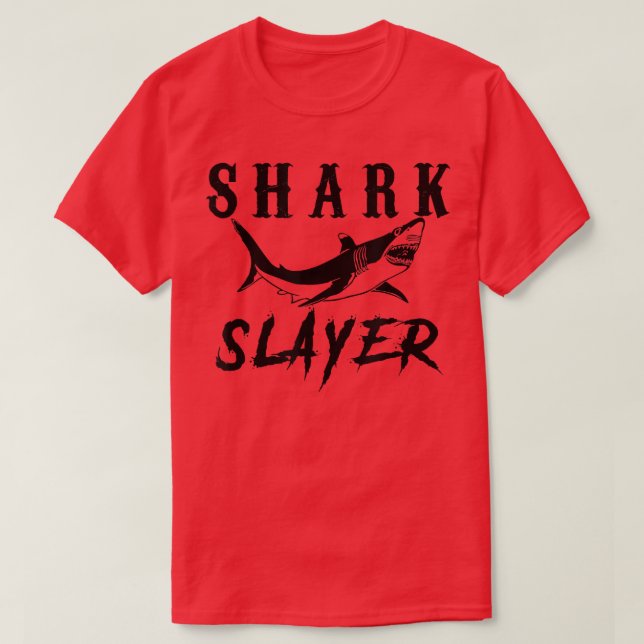 Shark Slayer Shark Fishing & Salt Water Anglers  T-Shirt (Design Front)
