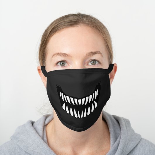 SHARK SMILE BLACK COTTON FACE MASK (Worn)