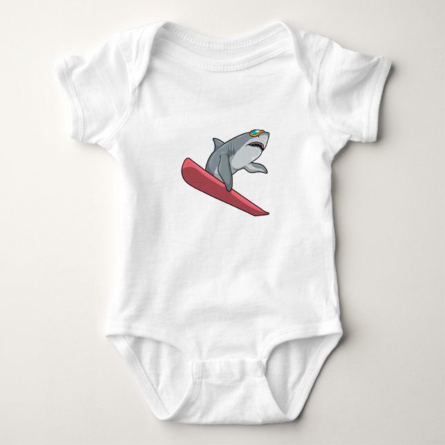 Shark Snowboarder Snowboard Baby Bodysuit (Front)