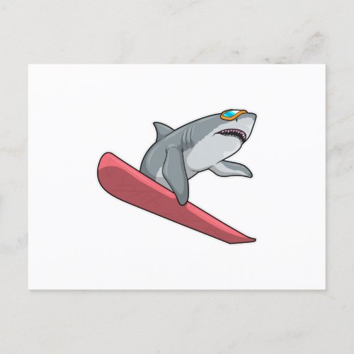 Shark Snowboarder Snowboard Postcard