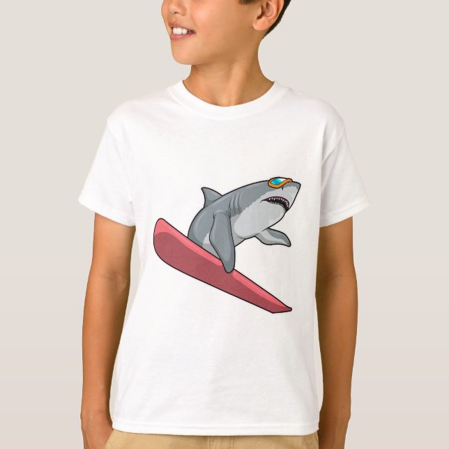 Shark Snowboarder Snowboard T-Shirt (Front)