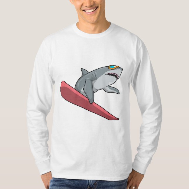 Shark Snowboarder Snowboard T-Shirt (Front)