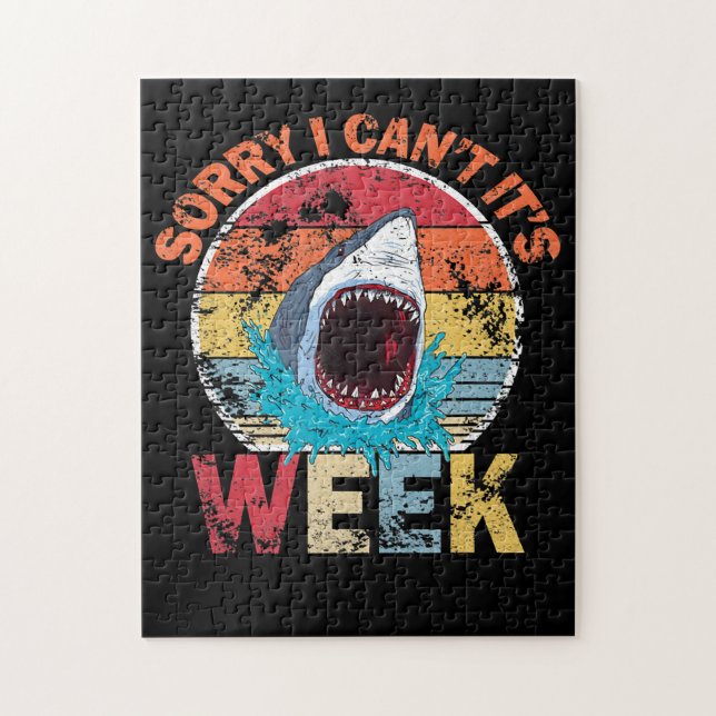 Shark Sorry I Cant Its Week Funny Shark Gift Men Jigsaw Puzzle (Vertical)