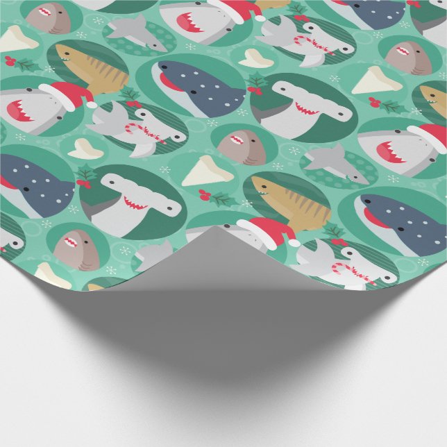 Shark Species Christmas Wrapping Paper (Corner)