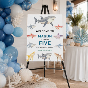 Shark Splash 5th Birthday Cute Ocean Kids Foam Board