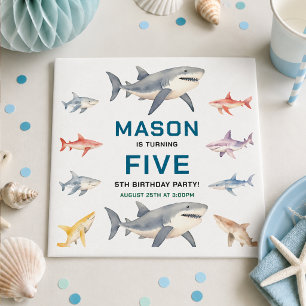 Shark Splash 5th Birthday Party Cute Ocean Kids Napkins