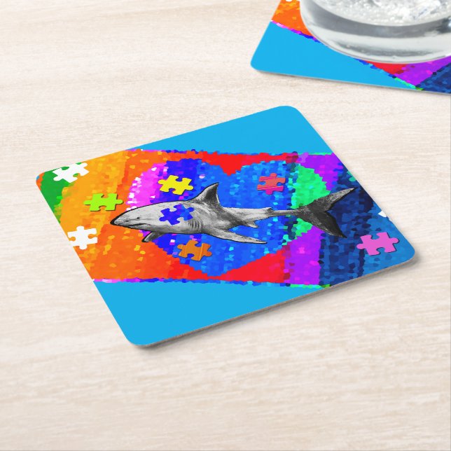 Shark Square Paper Coaster (Angled)