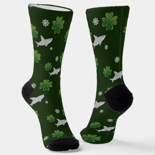 Shark St Patricks Day Socks