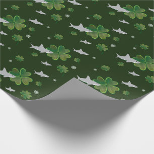 Shark St. Patrick's Day Shamrock Green Wrapping Paper