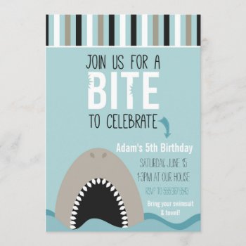 Shark & Stripes Birthday Invitation by brookechanel at Zazzle