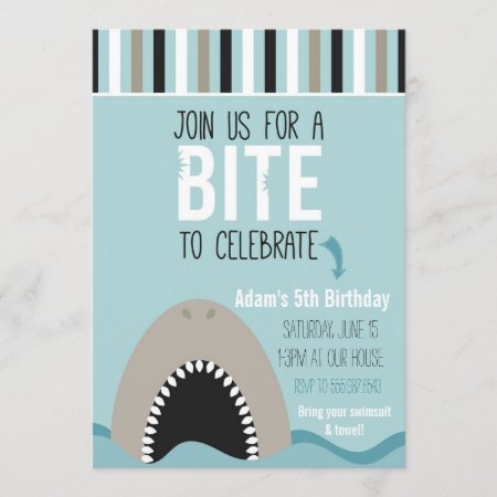 Shark & Stripes Birthday Invitation