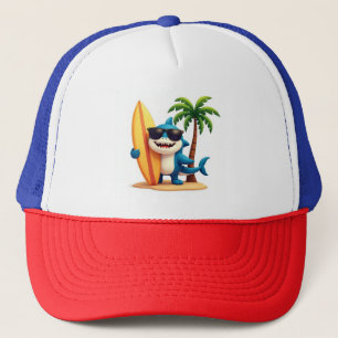 Shark Style 🦈 Surf Cap with Tropical Cartoon Art
