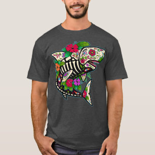 Shark Sugar Skull Calavera Mexico Dia De Los T-Shirt
