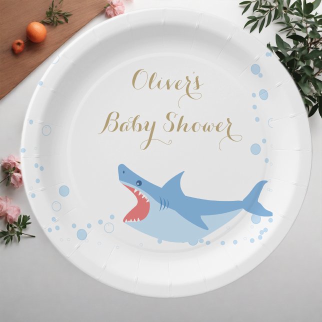 Shark Summer Boy Baby Shower  Paper Plates (Creator Uploaded)
