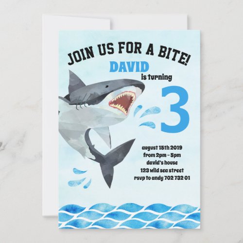 Shark Summer Boy Birthday Party Sharktastic Invitation