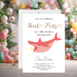 Shark Summer Party Baby Bash Birthday Party Invita Invitation