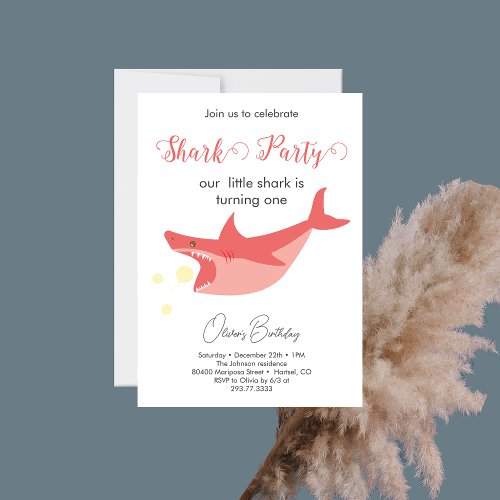 Shark Summer Party Baby Bash Birthday Party Invitation