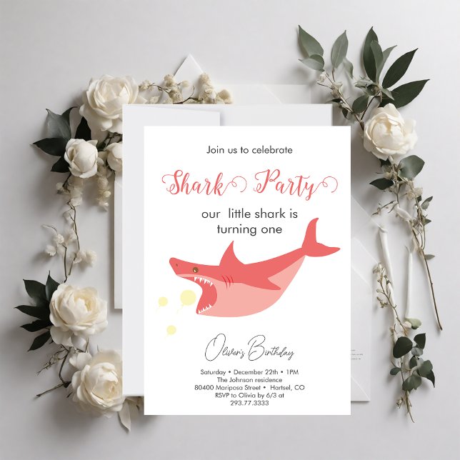 Shark Summer Party Baby Bash Birthday Party Invitation (Creator Uploaded)