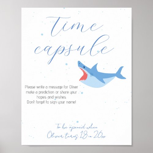 Shark Summer Party Pool and Birthday Time Capsule Poster