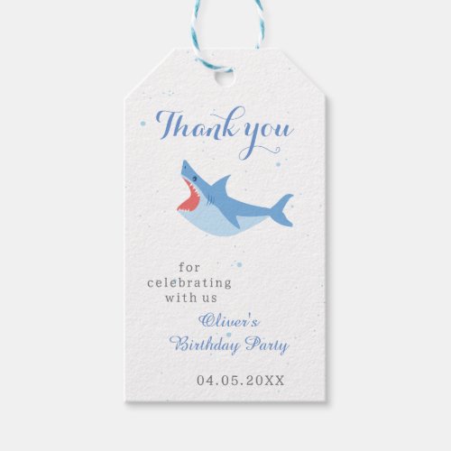 Shark Summer Party Splash Birthday Bash Thank You Gift Tags