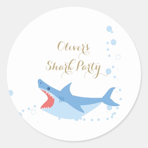Shark Summer Party Splish Splash Birthday Bash  Classic Round Sticker