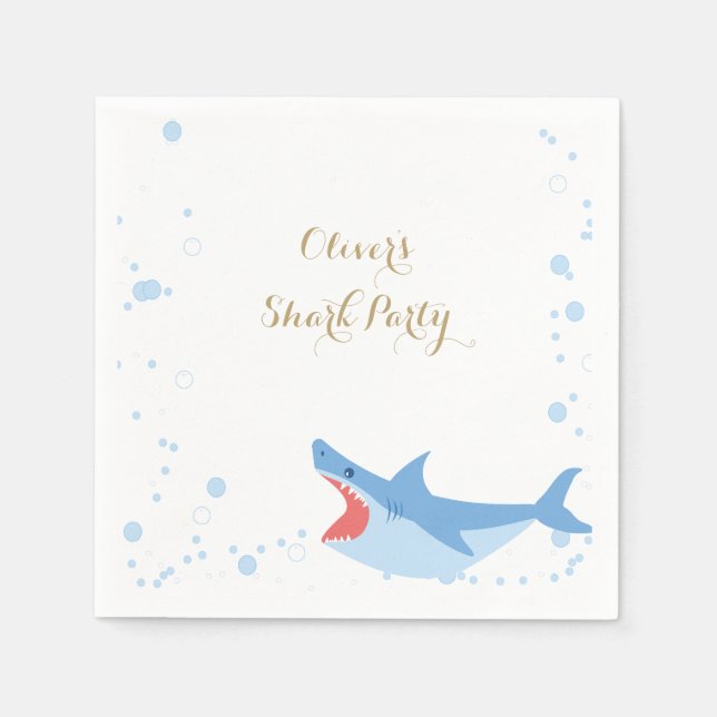 Shark Summer Party Splish Splash Birthday Bash  Napkins (Front)