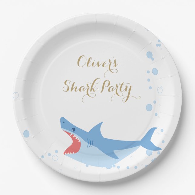 Shark Summer Party Splish Splash Birthday Bash  Paper Plates (Front)