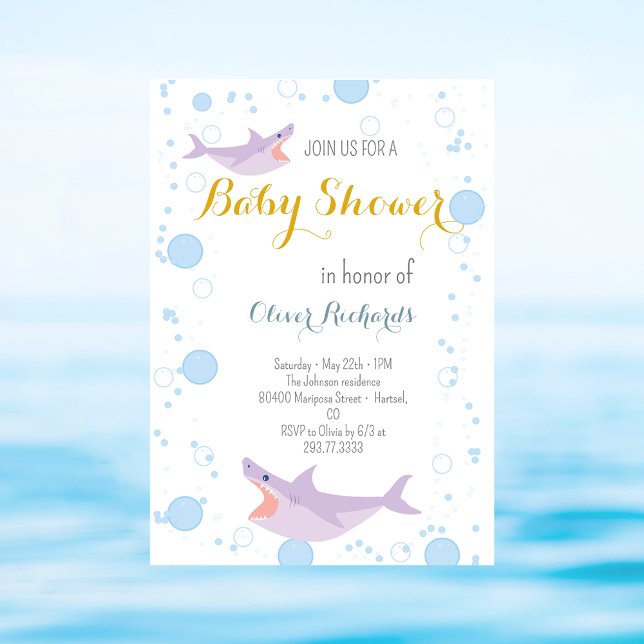Shark Summer Party Splish Splash Kids Baby Shower Invitation (Creator Uploaded)