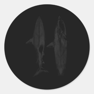 Shark surfboard fin design cool surfer ocean beach classic round sticker
