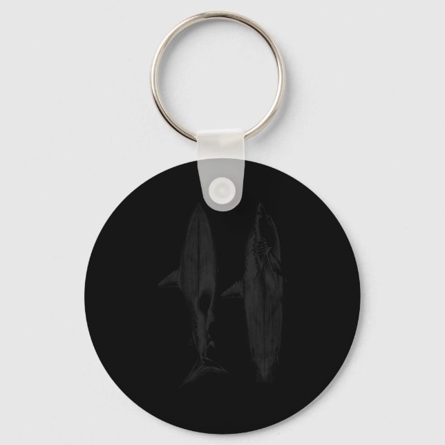 Shark surfboard fin design cool surfer ocean beach keychain (Front)