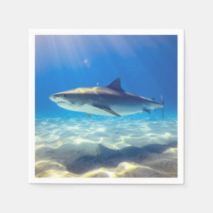 Shark Swimming Blue Ocean Water Napkins