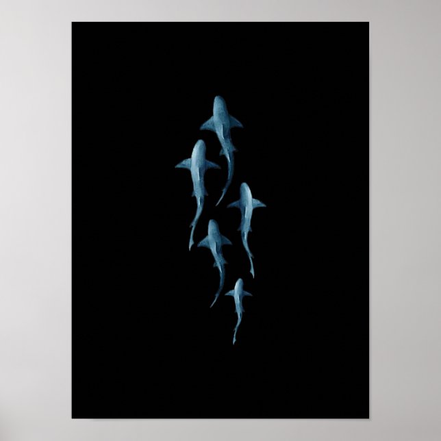 Shark - Swimming Sharks Cute Funny Gift Poster (Front)
