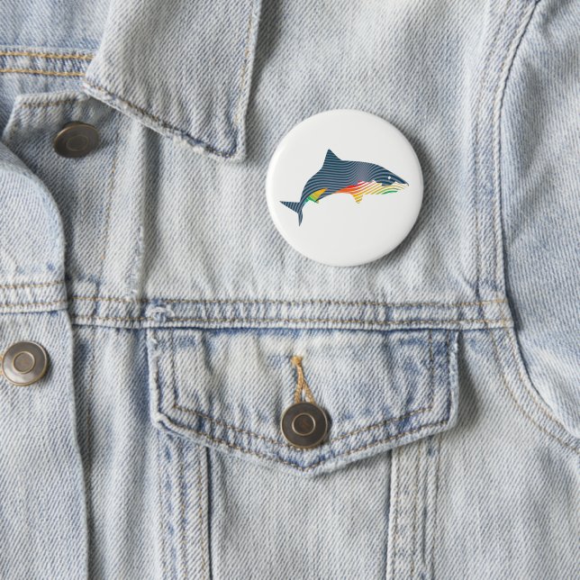 Shark Swoosh Illustration Pinback Button (In Situ)