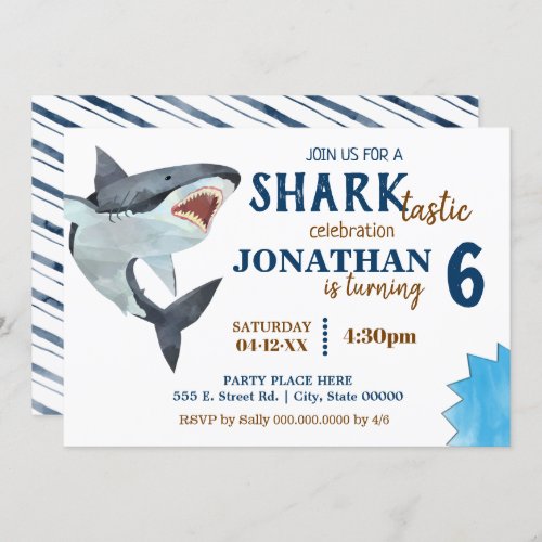 Shark_tastic birthday party shark bash invitation