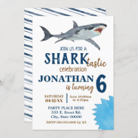 Shark-tastic birthday party shark bash invitation