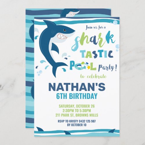 Shark_Tastic Pool Birthday Party Shark Boy Invitation